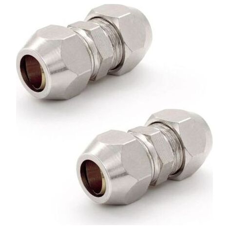 2 Pièces Raccord Olive 8MM Gaz, Argent Tuyau Pneumatique Raccord, Cuivre Nickelé Tube Double Droite Connecteur Rapide (1/4)