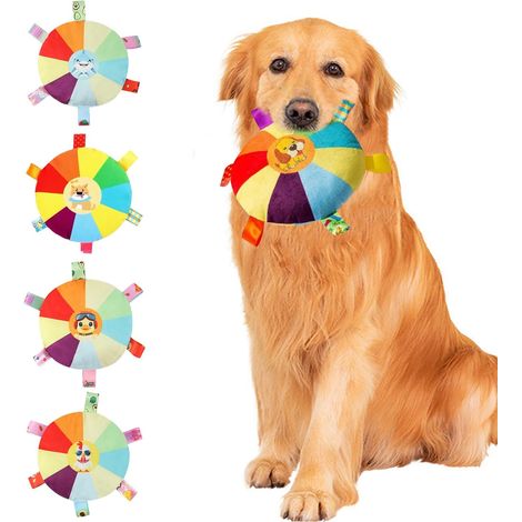 4er-Set Plüsch-Hundefrisbees, weiche Hundefrisbees Ø 15 cm, Plüsch-Hundespielzeug zum Trainieren, Werfen, Fangen und Spielen (1/5)