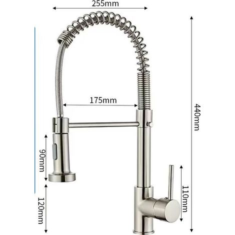 Robinet Cuisine, Mitigeur Cuisine Avec Douchette Pivotant à 360° d'Évier à Arc Élevé Pulvérisateur Escamotable (1/4)