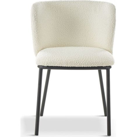 Mandy Boucle Dining Chair (Pack of 2) - L44 x W46 x H75 cm - White