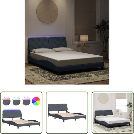 LED-Leuchten - Bettgestell mit LED ohne Matratze Dunkelgrau 140x190 cm Samt (1/5)