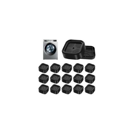 Set mit 12 verstellbaren, stapelbaren Waschmaschinenfüßen mit rutschfester Gummibasis, Möbelfüße für Waschmaschinen, Betten und Sofas, schwarz und quadratisch - Crezuo