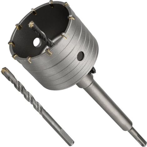 Scie Cloche à Béton avec Tige SDS Plus,Ø82 mm Scie à Cloche Trépan,Scie à Cloche avec Tige SDS Plus 220 mm,avec Foret de Centrage,Pour Ciment, Brique, Pierre, Mur, Béton Autonivelant,Maçonnerie (1/5)