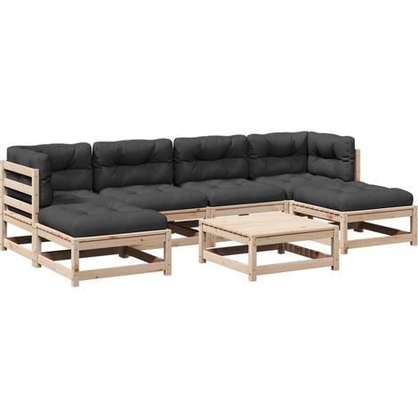 Maison Exclusive - Set de sofás jardín 7 pzas con cojines madera (1/5)