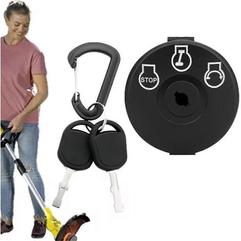 Bouton d'allumage pour tracteur tondeuse avec clé - Installation facile et rapide (Plug & Play) - Compatible avec la plupart des tondeuses à gazon (1/5)