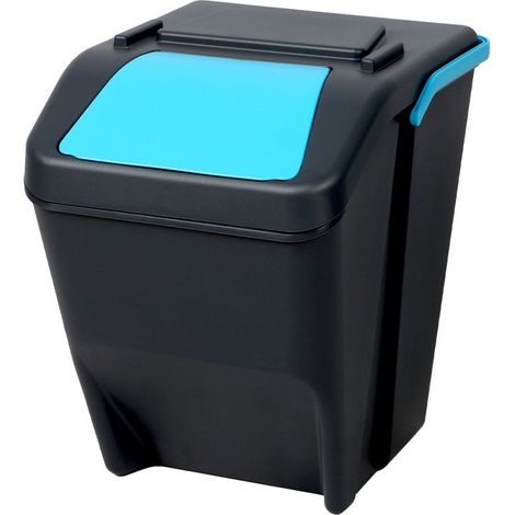 Poubelle de tri Couvercle et Poignée Bleus 25L - Empilable et emboitable - Livraison gratuite