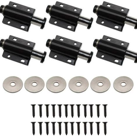 SABIR 6 Stück Magnetverschlüsse, Druckverschluss, magnetischer Türdämpfer, Druckmagnet, Druckverschluss, für Schrankschubladen (Schwarz) (1/5)
