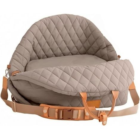 Industrial Dog Litter Box Bed Cushion Basket Kennel Foldable Mattress with Handle and Straps in Bite-Resistant Waterproof Polyester, Camel (1/5)