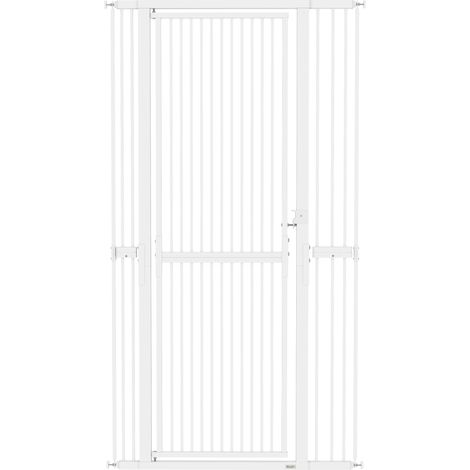 Cancello per Cani e Gatti Alto 180 cm Estensibile da 76-104 cm e Montaggio a Pressione Bianco (1/5)