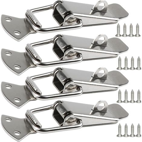 4pcs fermoirs de tension en acier inoxydable avec trou pour cadenas, fermoir à levier, loquet à bascule à ressort, fermeture de boîte, verrou pour boîte à outils (1/5)