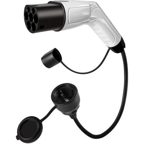 Adaptateur Type 2 vers Schuko 1 phase 16A 250V 3.5KW – Câble de recharge pour véhicules électriques – Compatible motos et e-bikes (1/5)
