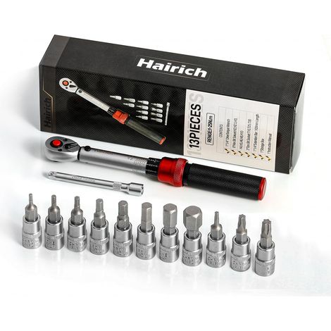 Clé Dynamométrique Vélo 1/4", Torque Wrench 1–25 Nm, Coffret Complet 13 Pièces avec Cliquet 72 Dents, Rallonge 10 cm, Embouts Hexagonaux (1/5)