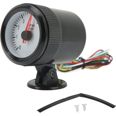 Tachymètre de 52 Mm avec Rétroéclairage E LED pour Voiture à, Tachymètre 0-8000 Tr/min pour 4 6 8 Cylindres, Tachymètre à Affichage Pointeur.