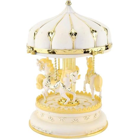 Boîte à musique carrousel, musique romantique, artisanat, 3 chevaux, musique carrousel B (1/4)