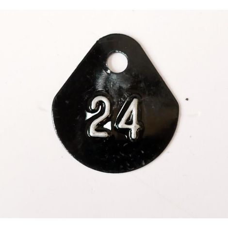 Chiffre goutte d'eau fond noir (à l'unité) estampé "24" en relief blanc hauteur d'écriture 11mm DERANCOURT