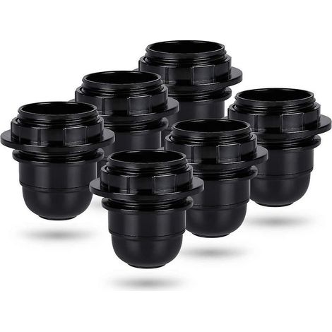 Douille a vis e27 noire - 6x Douille lampe e27 anneau en plastique - Douille ampoule e27 - Support douille ampoule e27 pour plafond et lampe suspendue - e27 douille ampoule (1/4)