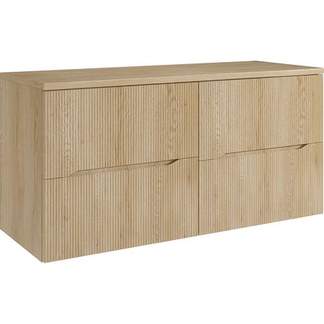Mobile sotto lavabo sospeso scanalato con ripiano Naturale chiaro 120 cm - ORISO