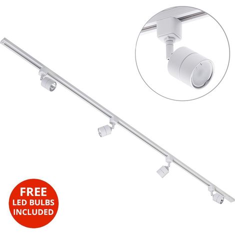 Litecraft 2 Metre Kitchen Track Light With 4 Soho Fixture & LED Bulbs - White