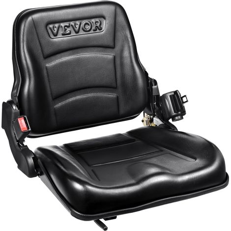 VEVOR Siege de Chariot Elevateur Universel Siege de Tracteur Rabattable Dossier a Angle Reglable Micro-interrupteur Ceinture de Securite Retractable Fente Etendue 160-340 mm pour Chargeur Excavateur