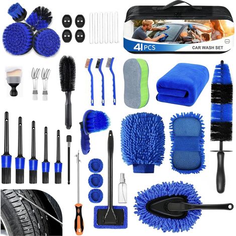 41 Pcs Kit de Nettoyage Voiture avec Sac à Main, à Usage Humide Sec (1/5)
