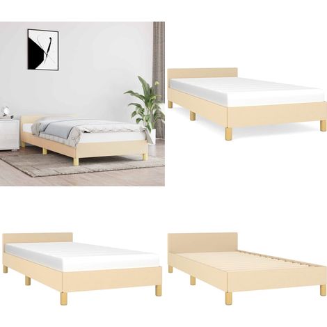 Bettgestell mit Kopfteil ohne Matratze Creme 90x190 cm Stoff - Bettsofa - Kopfteil - Lattenrost - Boxspringbetten - Doppelbett - Home & Living (1/5)