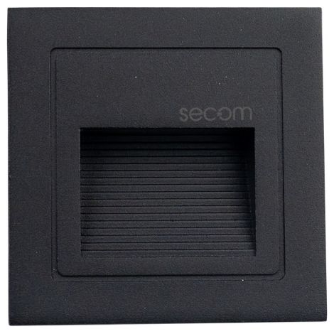 Trido Mini Square Einbau-LED-Wandleuchte 2W 90lm IP65 8,5x8,5x5,3cm 4000K Schwarz 25000H SECOM