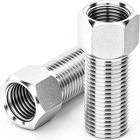 Adaptateur Manchon Hexagonal en Acier Inoxydable, Convertisseur de Raccord de Tuyau 1/2" Femelle vers 1/2" Mâle - Extension 70mm (1/5)