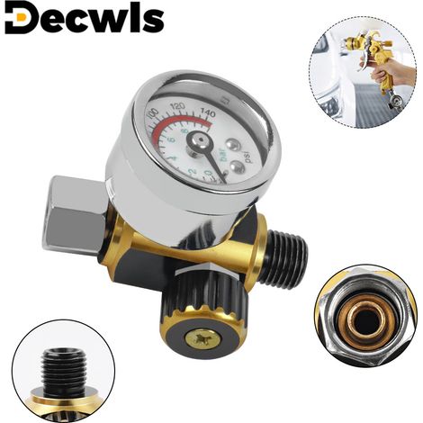 Manomètre doré standard européen (échelle 0-140) - Valve de régulation de pression et contrôleur de pression dédiés aux pistolets à peinture.