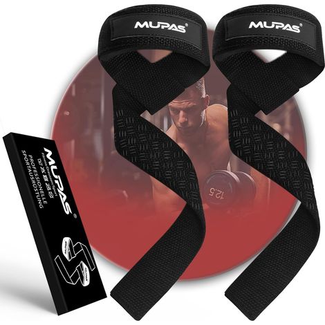 Sangle de Tirage Musculation (rembourrées) – Lifting Straps Prof de 58,5 cm – Silicone Antidérapant – Sangles Musculation, Levage, Gym – Accessoires Salle de Sport (1/5)
