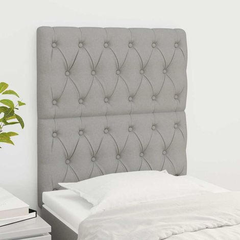 vidaXL Cabecero de cama gris claro 80x7x118/128 cm Tela (1/5)