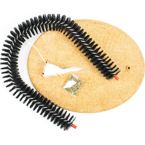 1 Arche de toilettage pour chat, Brosse à poils détachable, Grattoir visage, Jouet souris interactif, Liège naturel (1/5)