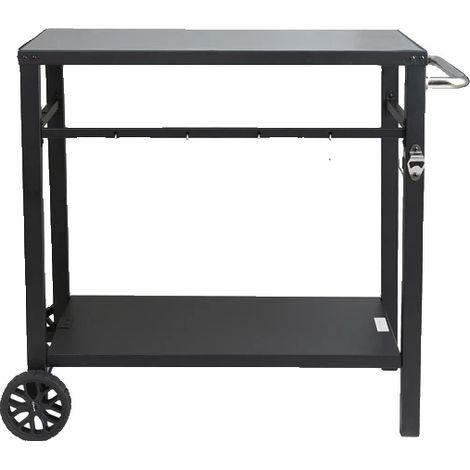 Table de chariot de repas, double étagère, design pliable, 85X55cm Fer (1/2)
