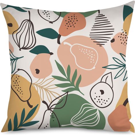 Housse de Coussin with fraise kawaii et feuilles vertes (1/5)