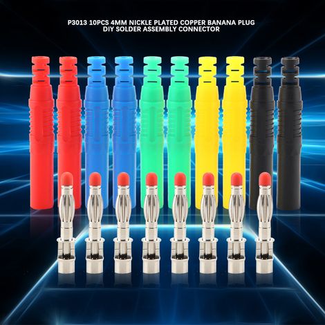 P3013 10 Stück 4 mm vernickelte Kupfer-Bananenstecker zum Selbstlöten (1/5)