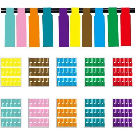 Kabeletiketten, 10 Farben, 300 Stück, wasserfeste, selbstklebende Kabeletiketten zur Kabelkennzeichnung mit Laserdruckern (1/4)