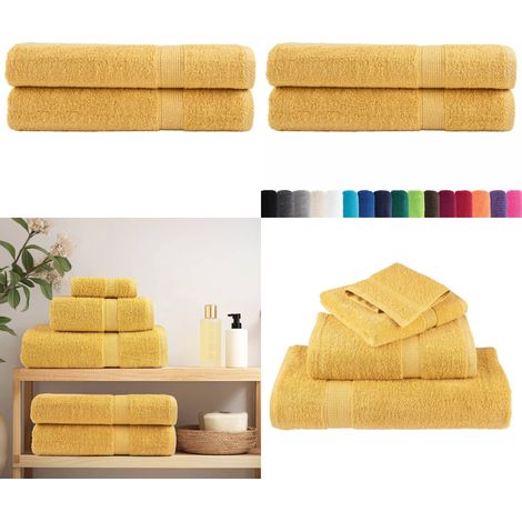 Toallas premium SOLUND 2 uds dorado 100x200 cm 600 gsm - Toalla de playa - Toalla de algodón