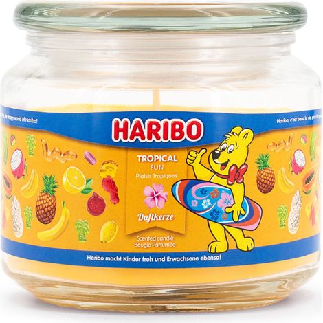 Haribo™ Duftkerze Tropical Fun, Aromakerze im Glas, 300g, 50h Brenndauer