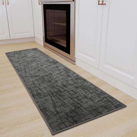 Tapis de Cuisine Antidérapant Lavable 50x150cm, Tapis Couloir Gris (1/5)
