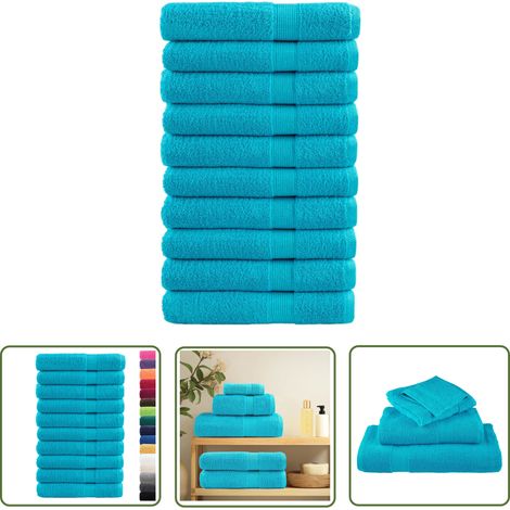 The Living Store Serviettes de sauna de qualité supérieure SOLUND 10 pcs - Serviettes De Sauna - Serviettes De Bain - Serviettes En Coton - Serviettes Absorbantes - Serviettes Douces (1/5)