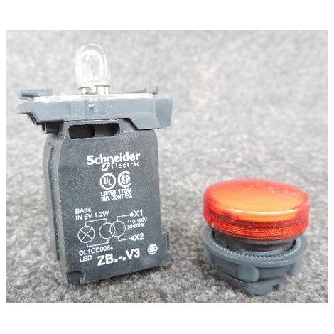 Voyant lumineux BA9s Ø 22mm rouge 120V vis étrier Harmony XB5 SCHNEIDER XB5AV34