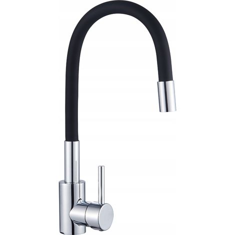 Riva freistehende Küchenarmatur mit flexiblem Auslauf, schwarz/chrom