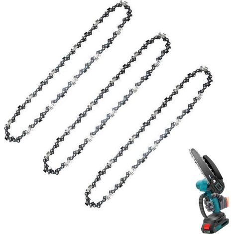 Führungsschiene und Kette für Kettensägen, Set mit 3 Mini-Ersatzketten (30 cm) für Akku-Kettensägen, kleines, rückschlagarmes Kettensägenblatt (1/4)