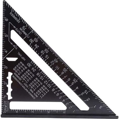 7-Zoll-Winkelmesser/Winkeldreieck aus Aluminium (metrisch/imperial) mit hochpräziser Winkelmessung und schwarzer Oxidbeschichtung für Schreiner