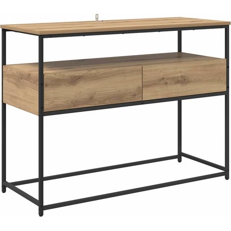 Table console avec tiroir Chêne artisanal 100 x 40 x 75 cm CFW498061 (1/5)