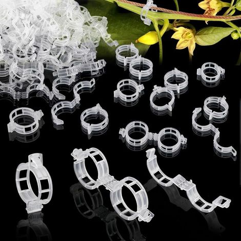300 Tomatenstützclips, Pflanzenstäbe, Gartenclips für Tomaten, Kletterpflanzenclips, Gemüsestützclips, Tomaten- und Rankenclips (transparent)