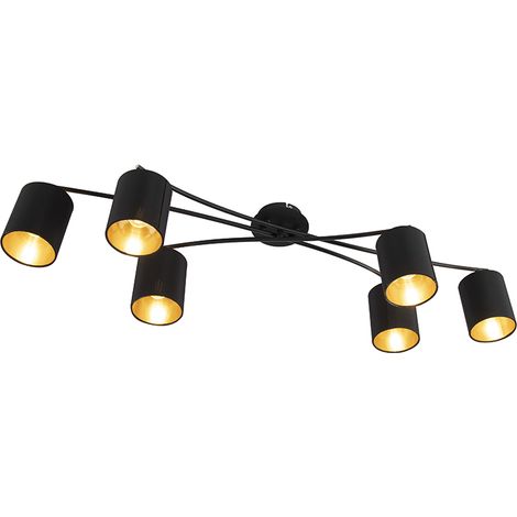Moderne Deckenleuchte schwarz 6-Flammig - Lofty