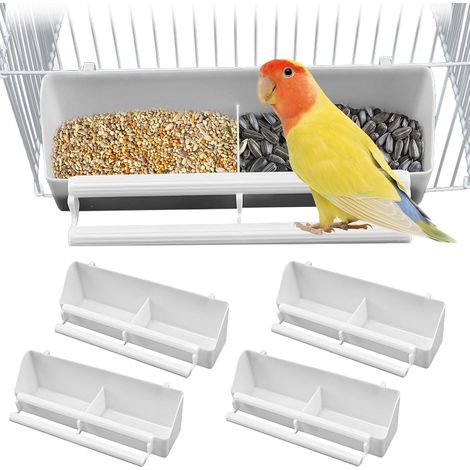 Set di 4 mangiatoie per uccelli: colonna per cibo con supporto - accessori per appendere gabbie per uccelli - mangiatoia - abbeveratoio per pappagalli e uccelli