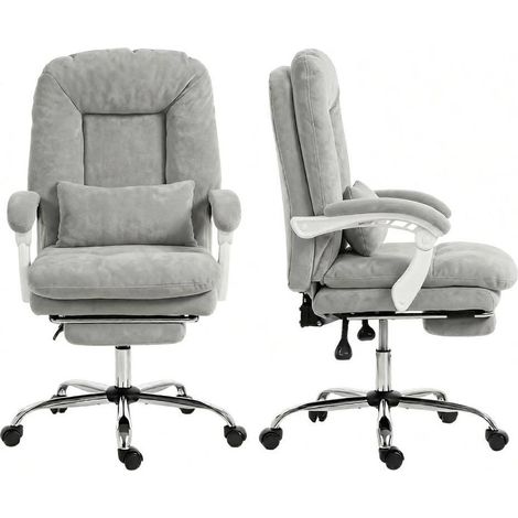 Sedia da ufficio ergonomica in velluto grigio reclinabile 155° con poggiapiedi MODENUIT (1/5)