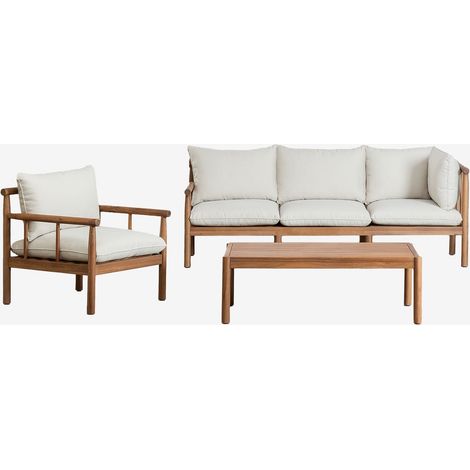 Set da giardino con divano 3 posti e poltrona in legno di acacia Melvin SKLUM (1/5)