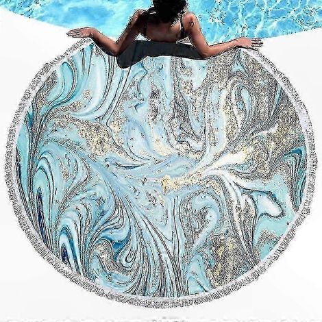 Runde, sandabweisende Strandmatte aus farbenfrohem Polyester, wasserdichtes Outdoor-Poolhandtuch, ideal zum Sonnenbaden und Entspannen (1/5)